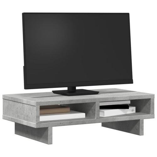 Поставка за монитор, бетонно сива, 50x27x15 см, инженерно дърво