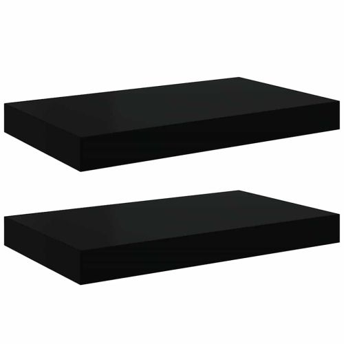 Окачени стенни рафтове, 2 бр, черен гланц, 40x23,5x3,8 см, МДФ