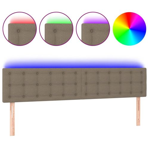 LED горна табла за легло, таупе, 160x5x78/88 см, плат