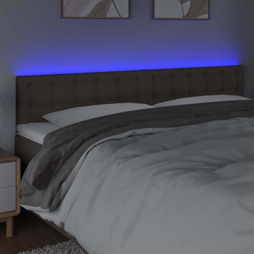 LED горна табла за легло, таупе, 160x5x78/88 см, плат