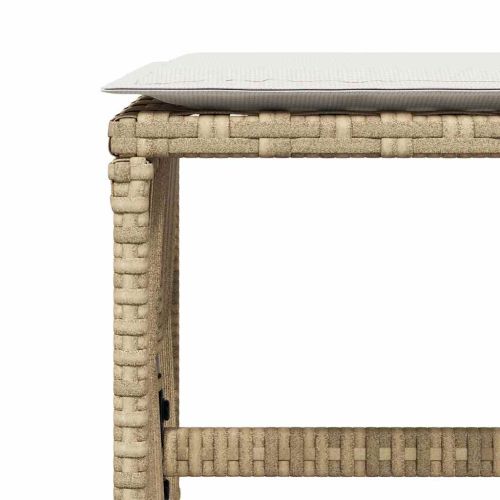 Външни табуретки с възглавници 4 бр бежови 41x41x36см полиратан