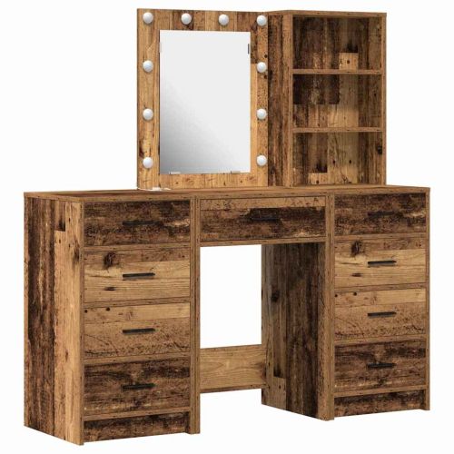 Тоалетка 3 бр. Кафяво 40 x 41 x 135 см Инженерна дървесина