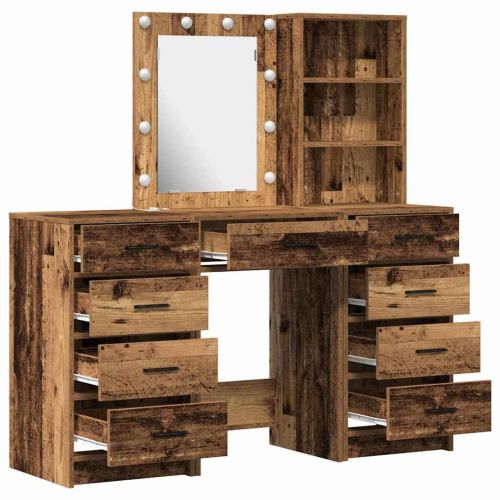 Тоалетка 3 бр. Кафяво 40 x 41 x 135 см Инженерна дървесина