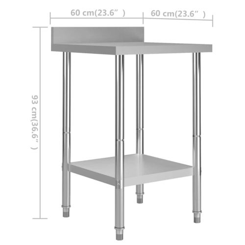 Кухненска работна маса с панел 60x60x93 см неръждаема стомана