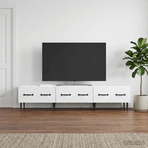 ТВ шкаф с чекмедже Бяло 147 x 34,5 x 30 см Инженерна дървесина