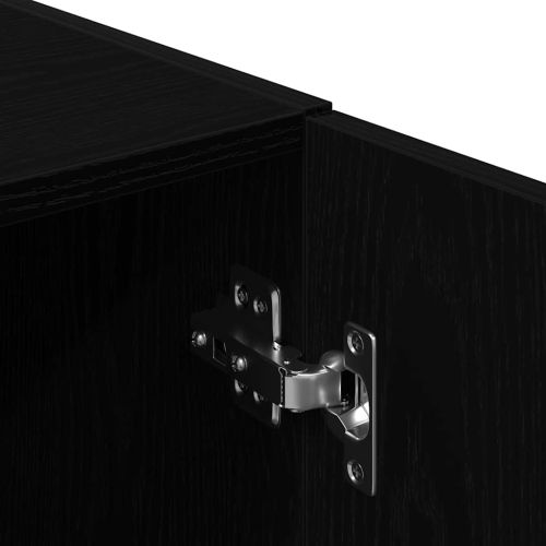 Комплект кухненски шкафове от 2 части, черен, инженерно дърво