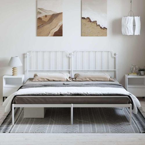 Метална рамка за легло с горна табла, черна, 183x213 см