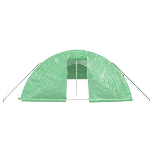 Оранжерия със стоманена рамка зелена 80 м² 16x5x2,3 м