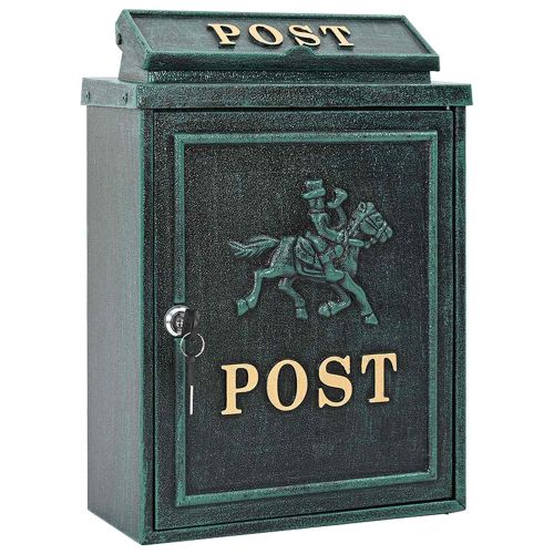Стенно монтирана пощенска кутия с врата Зелен 29 x 13 x 41 см