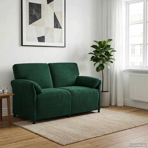 Двуместна софа Тъмнозелено 158 x 83 x 95 см Кадифе