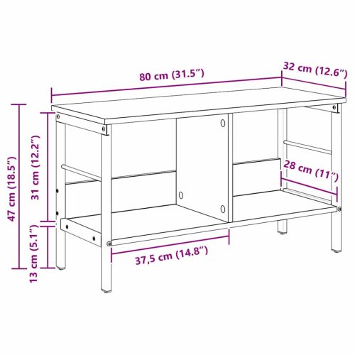 Рафт за книги 2 нива 82 x 32 x 47 см Инженерна дървесина