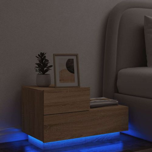 Нощно шкафче с LED осветление, дъб сонома, 70x36x40,5 см