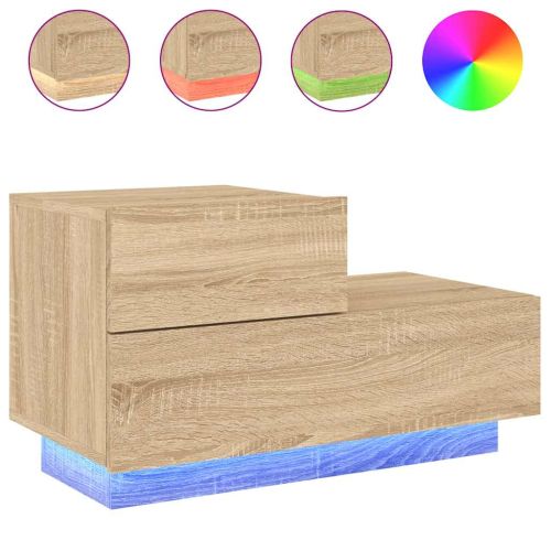 Нощно шкафче с LED осветление, дъб сонома, 70x36x40,5 см