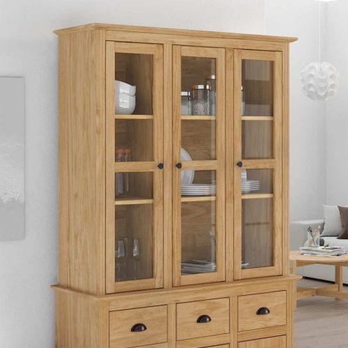 Шкаф с стъклени врати BODO Меден кафяв 115,5 x 38,5 x 117,7 см