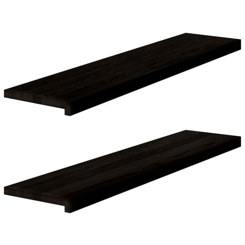 Стълбищни стъпала, 2 бр, тъмнокафяви, 110x30x2 см, дъб масив
