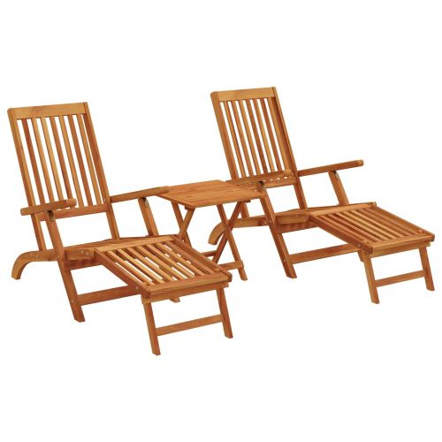 Сгъваем и reclining шезлонг 2 бр. Солидно акациево дърво