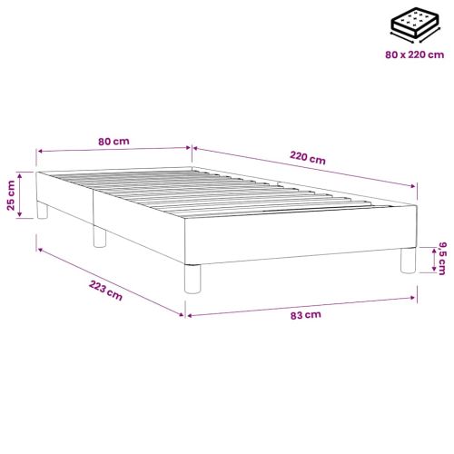Box Spring Легло без матрак Черно 80x220 cm Кадифе