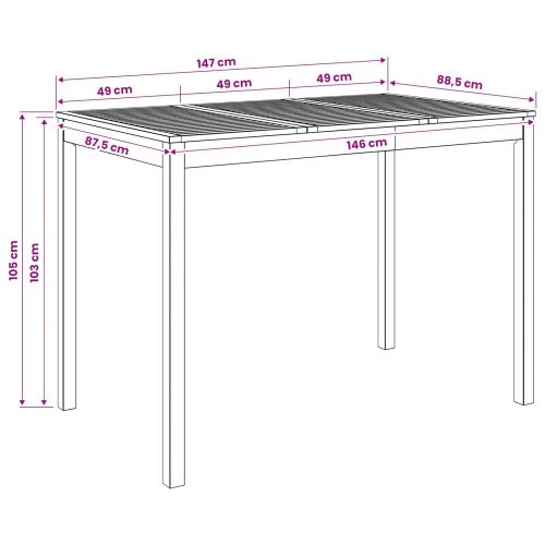 Градинска бар маса Натурално 147 x 88,5 x 105 см