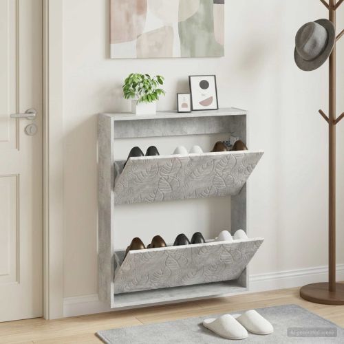 Стенно шкафче за обувки DELFT 71 x 17 x 86 см Бетонно сиво
