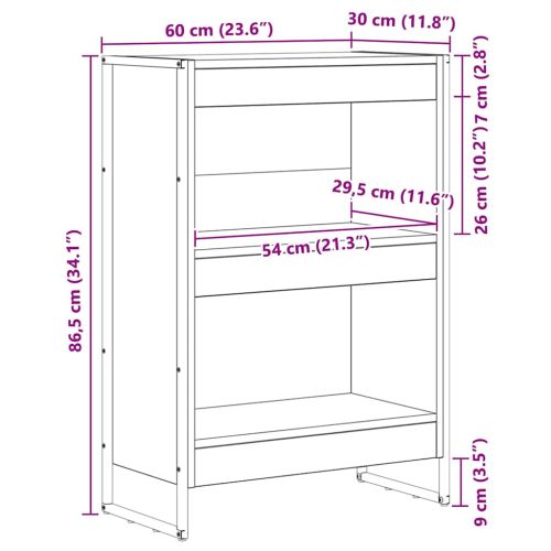 Шкаф за книги 60 x 30 x 86,5 см Инженерна дървесина Старо дърво