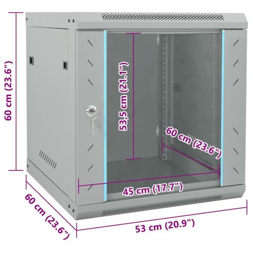 Мрежов кабинет със съхранение Сив 53 x 60 x 60 см Стомана