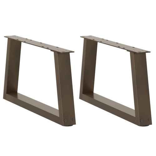 Крака за масичка за кафе, V-образни, 2 бр., естествена стомана, 50 x (30-31,3) см, стомана