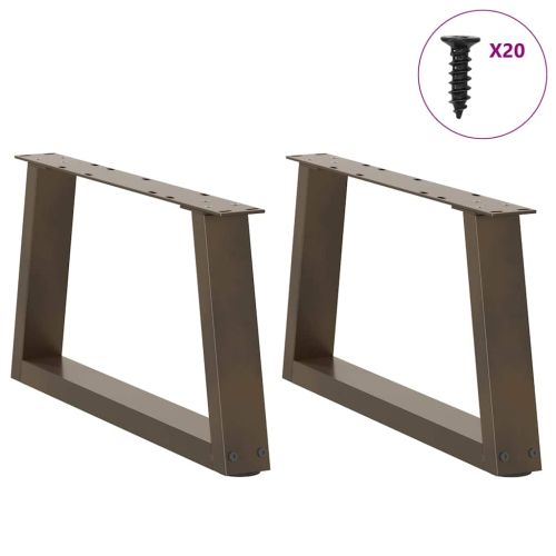 Крака за масичка за кафе, V-образни, 2 бр., естествена стомана, 50 x (30-31,3) см, стомана