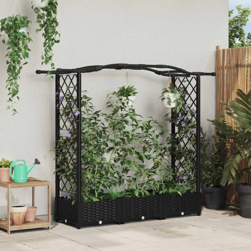 Повдигнато легло с решетка и покривка Черно 169 x 40 x 123 см