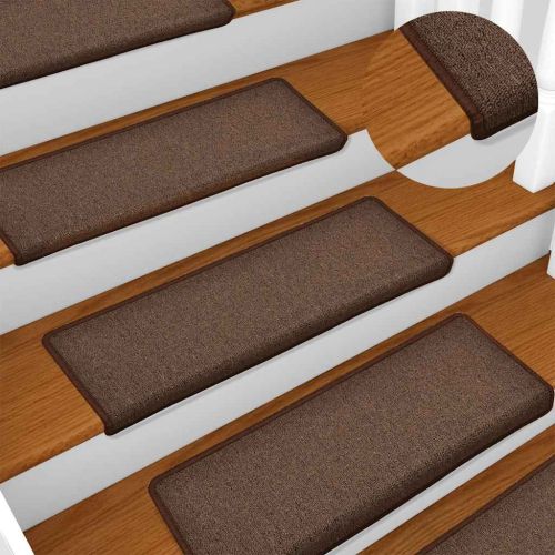 Изтривалки за стълби 15 бр. 65x21x4 см, кафяви, правоъгълни, кант