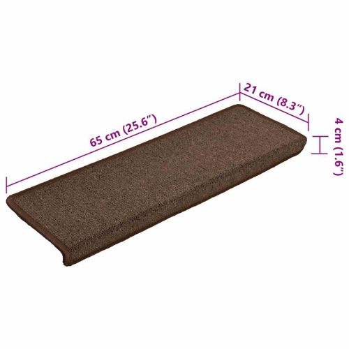 Изтривалки за стълби 15 бр. 65x21x4 см, кафяви, правоъгълни, кант
