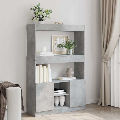 Висок шкаф, сив сонома, 92x33x140 см, инженерно дърво