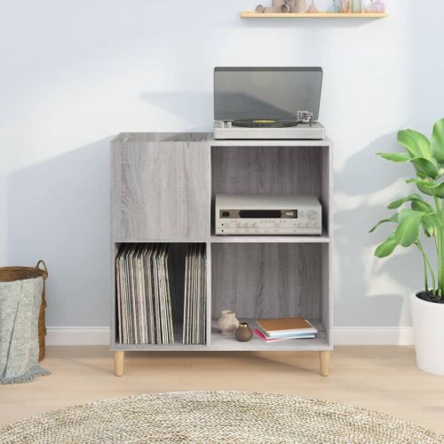 Шкаф за винилови плочи сив сонома 84,5x38x89 см инженерно дърво