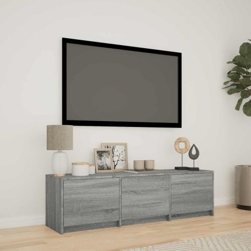 TV шкаф с LED 140x34x40 см Сиво Сонома