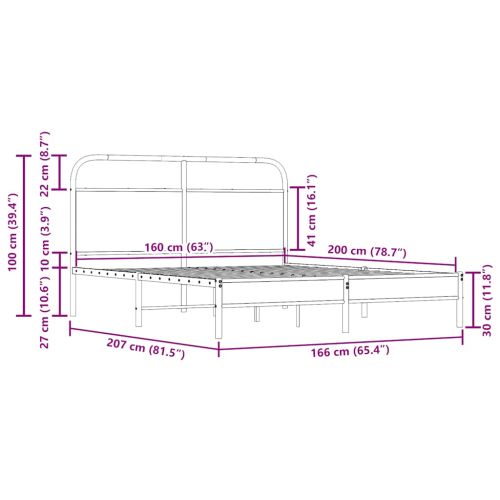 Рамка за легло без матрак 160x200 см опушен дъб инженерно дърво
