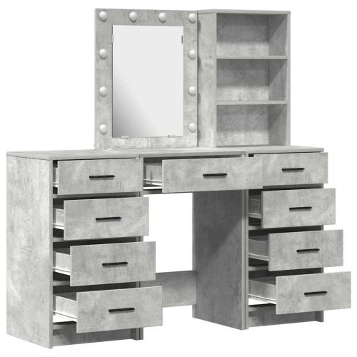 Тоалетка 3 бр. Сив 40 x 41 x 135 см Инженерна дървесина