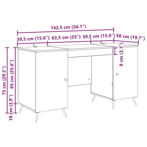 Бюро Дъб артизан 142,5 x 50 x 75 см Инженерна дървесина