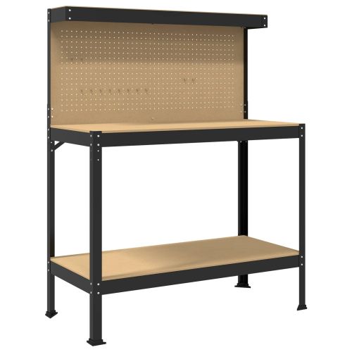 Работна маса с рафт със съхранение Черен 114 x 54 x 145 см