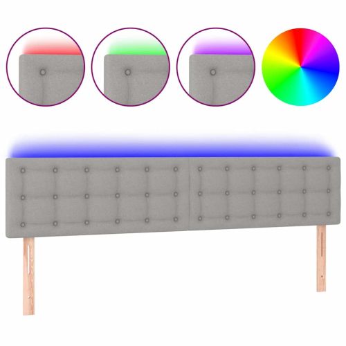 LED горна табла за легло, светлосива, 160x5x78/88 см, плат