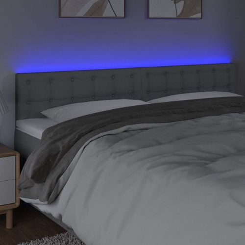 LED горна табла за легло, светлосива, 160x5x78/88 см, плат