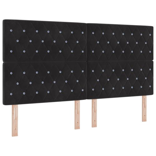 Отоман с матрак и LED с LED ленти Черно 180 x 200 cm Кадифе