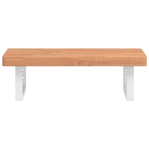 Стенен рафт за мивка, стомана и масивно дърво бук
