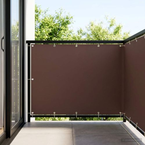 Прозорец за балкон 150 x 500 cm Тъкан с PU покритие Кафяво