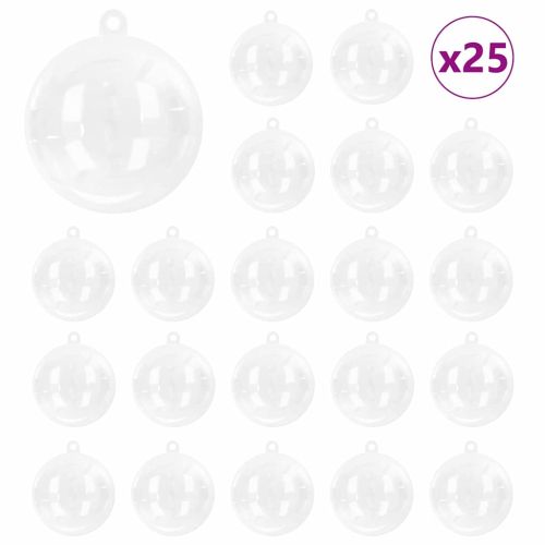 Комплект коледни топки 25 бр. Прозрачен Ø 8 см Пластмаса