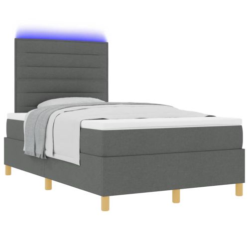 LED кутия за пружини с легло Тъмен сив 120 x 190 cm текстил