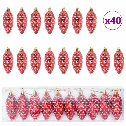 Коледна топка от борови шишарки 40 бр. Червено 4 x 9 см