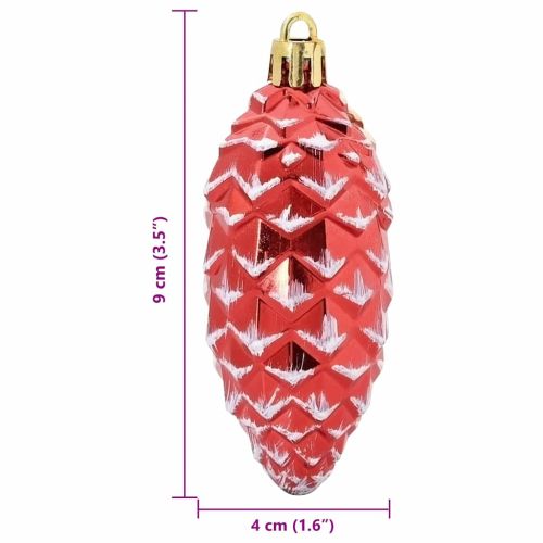 Коледна топка от борови шишарки 40 бр. Червено 4 x 9 см