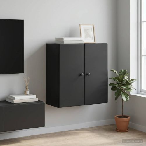 Стенно шкафче 59 x 31 x 60 см Инженерна дървесина Черно
