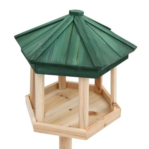 Стояща хранилка за птици, чамово дърво масив, 33x110 см