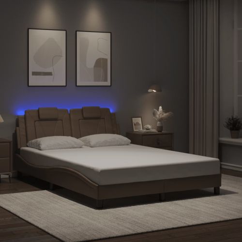 Рамка за легло Viana с LED без матрак, капучино, 120x200 см
