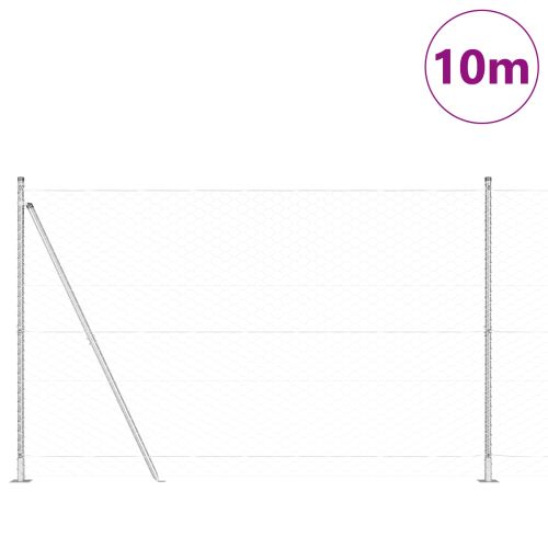Шестоъгълна ограда с бетонна основа 10 x 1,5 m Сребристо Мрежа